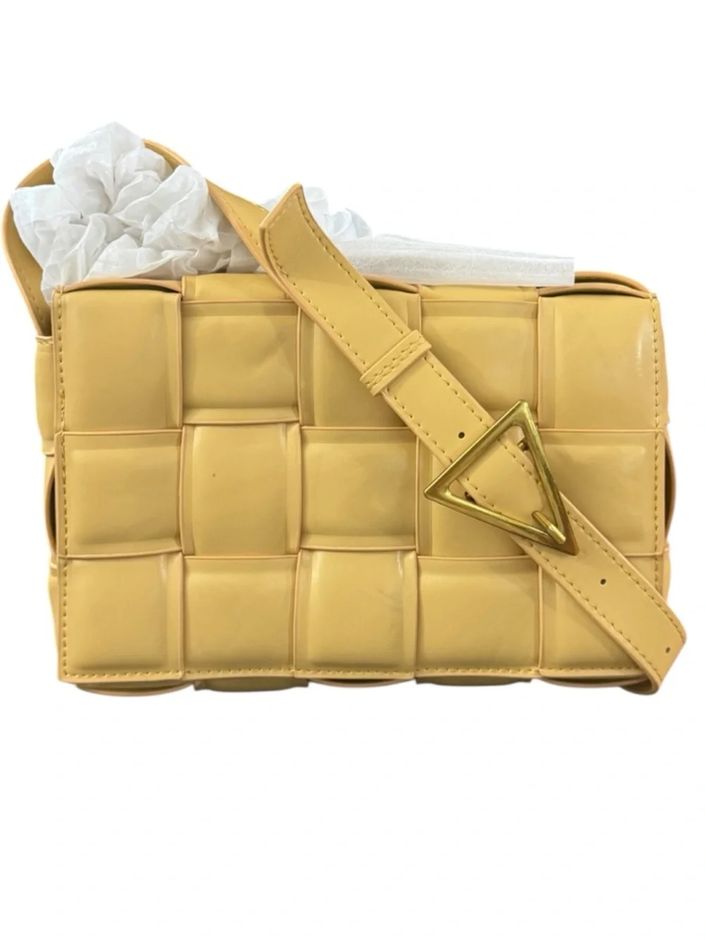 Woven Crossbody Bag in Pale Yellow - Picture 1 of 7